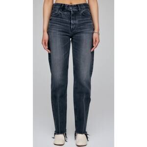 Moussy Vintage Wide Straight Ashley’s Raw Hem Jeans Black Size 25